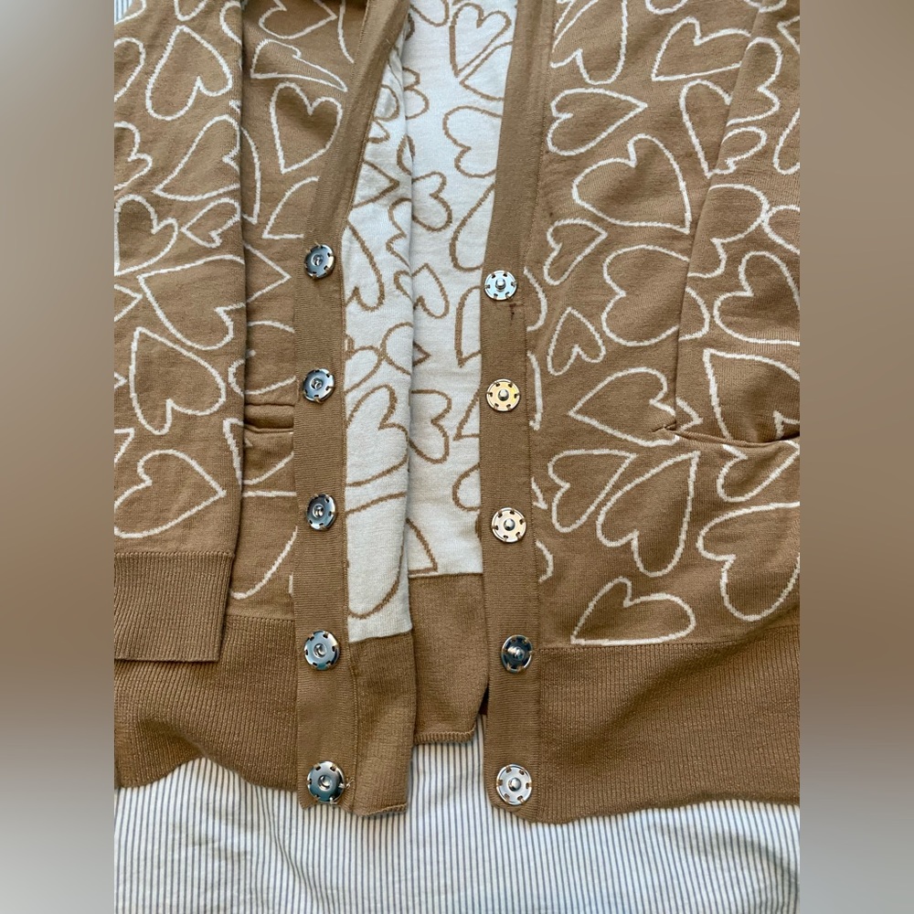 100% Wool-  Markus Lupfer Scribble Heart Cardigan